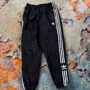 Adidas Black Joggers with White Stripes